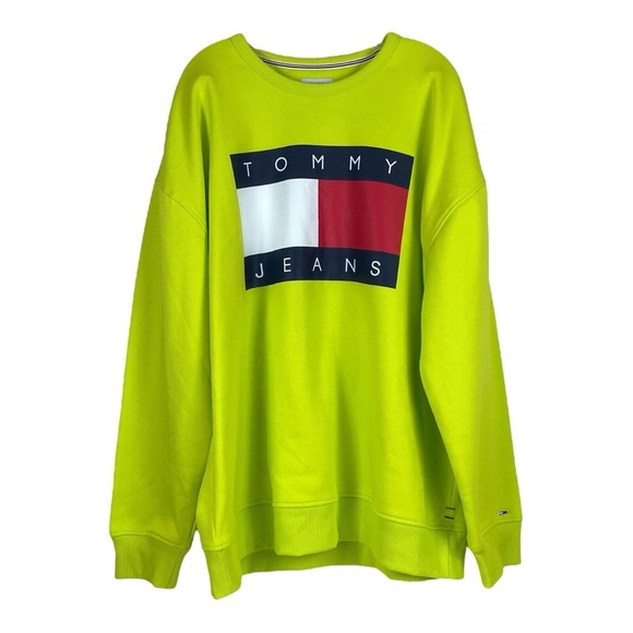 Tommy Jeans Men's Lucca Logo Sweatshirt Neo Lime - Picture 1 of 9